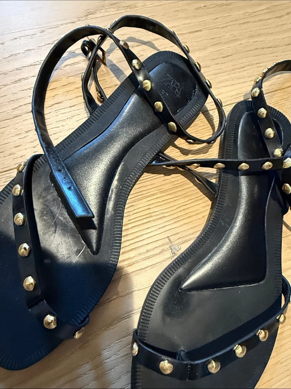 Black Studded Women’s Wrap Sandals